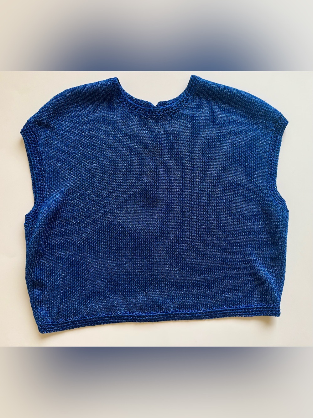 90'S Y2K Suzette Sweaters Blue Metallic Crop Top Festival Concert Rave SZ S M